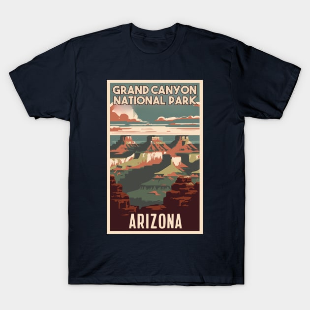 A Vintage Travel Art of the Grand Canyon National Park - Arizona - US T-Shirt by goodoldvintage